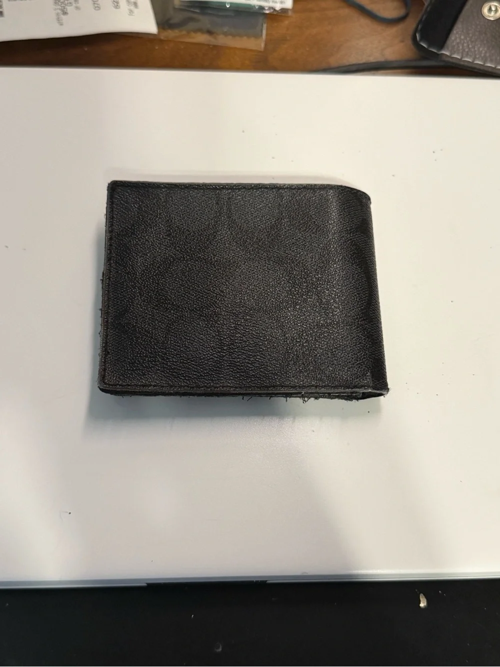 Coach Mens Bifold Wallet in Signature Canvas Charcoal Grey
